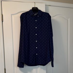 Express Navy Patterned Men's Shirt